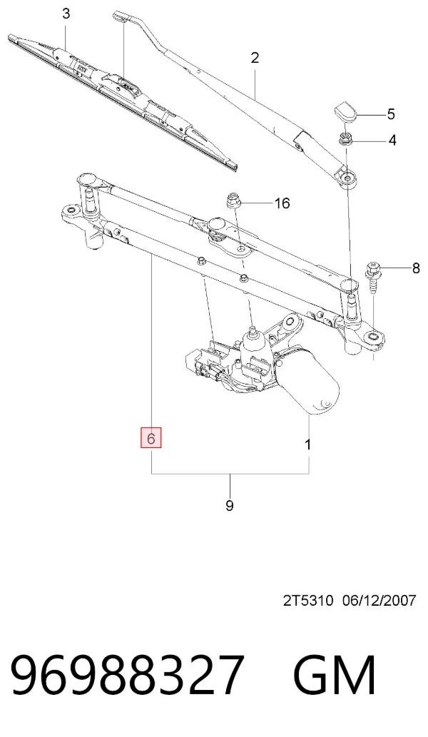 Trapézio de limpador pára-brisas 96988327 General Motors