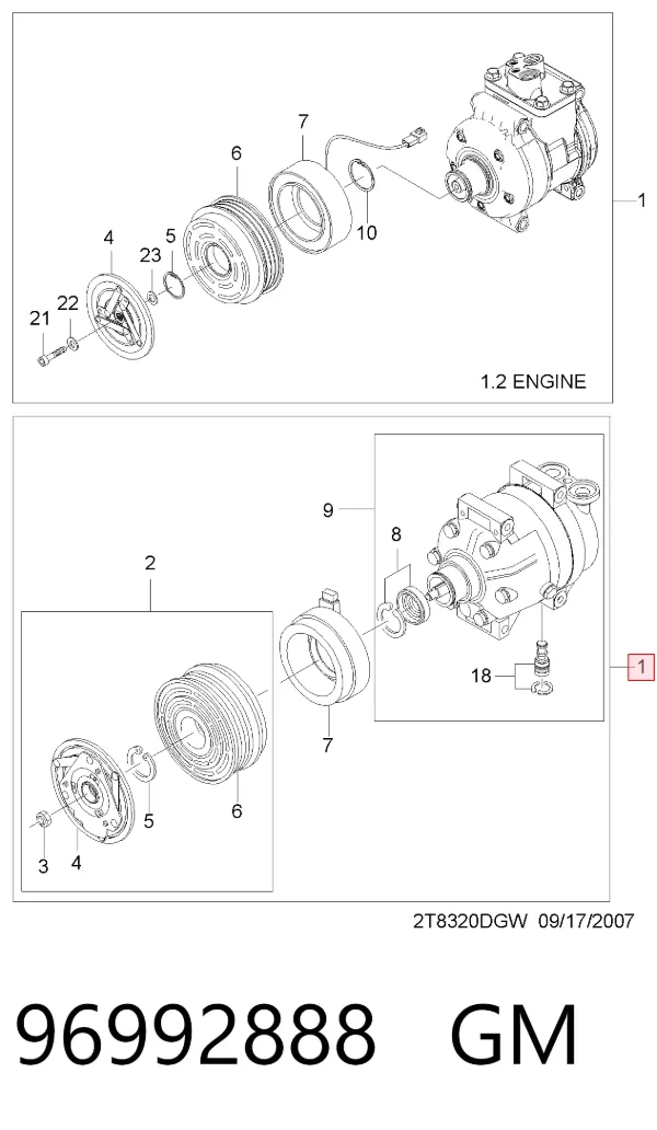 Compressor de aparelho de ar condicionado 96992888 General Motors