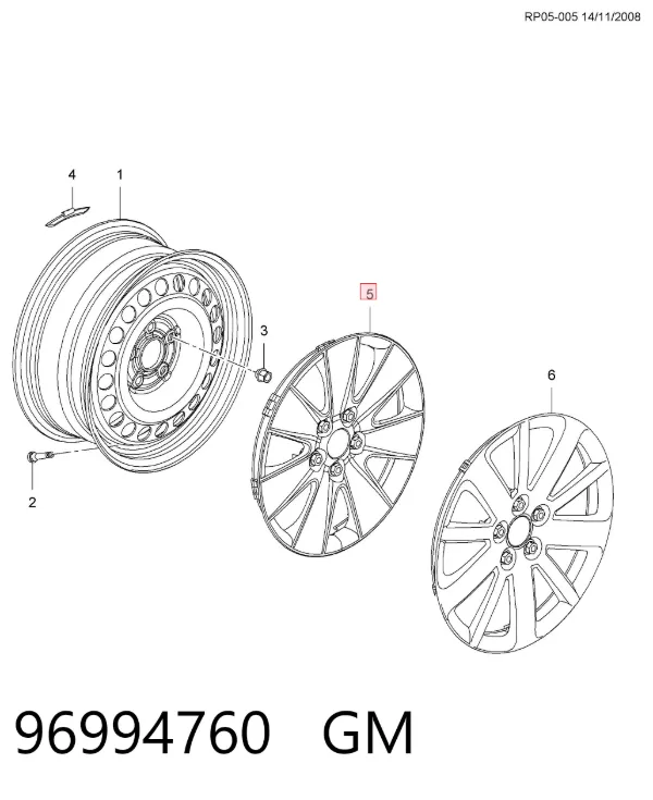 Coberta de disco de roda 96994760 General Motors