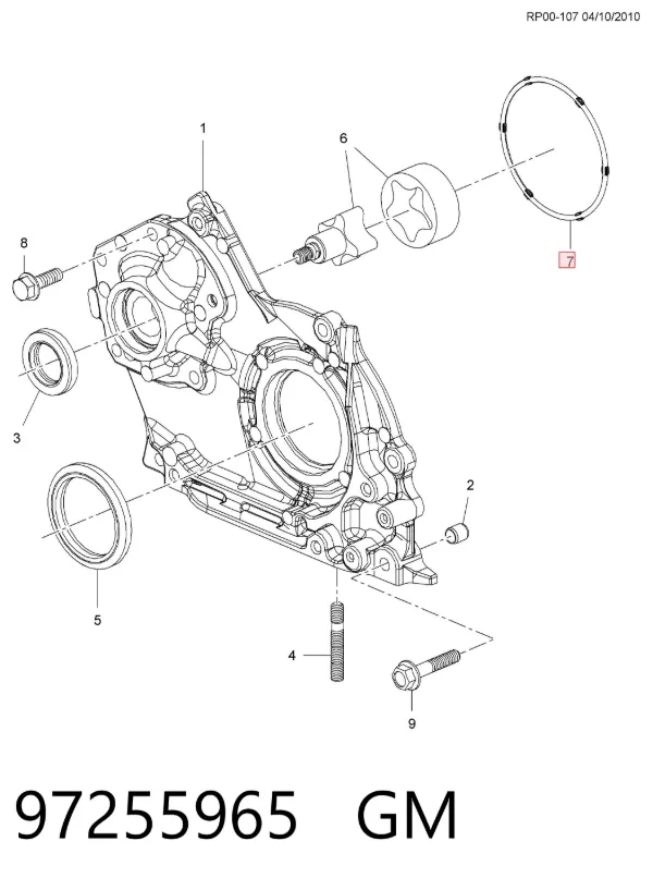 Vedante de bomba de óleo 97255965 General Motors