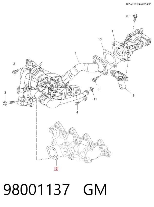 Vedante de válvula EGR de recirculação 98001137 General Motors