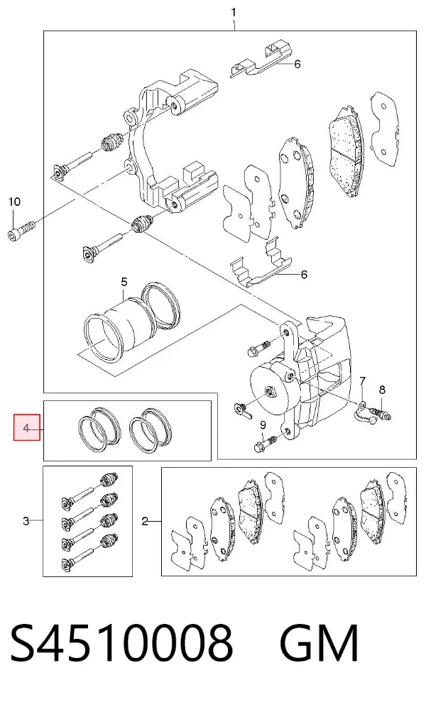 Kit de reparação de suporte do freio dianteiro S4510008 General Motors