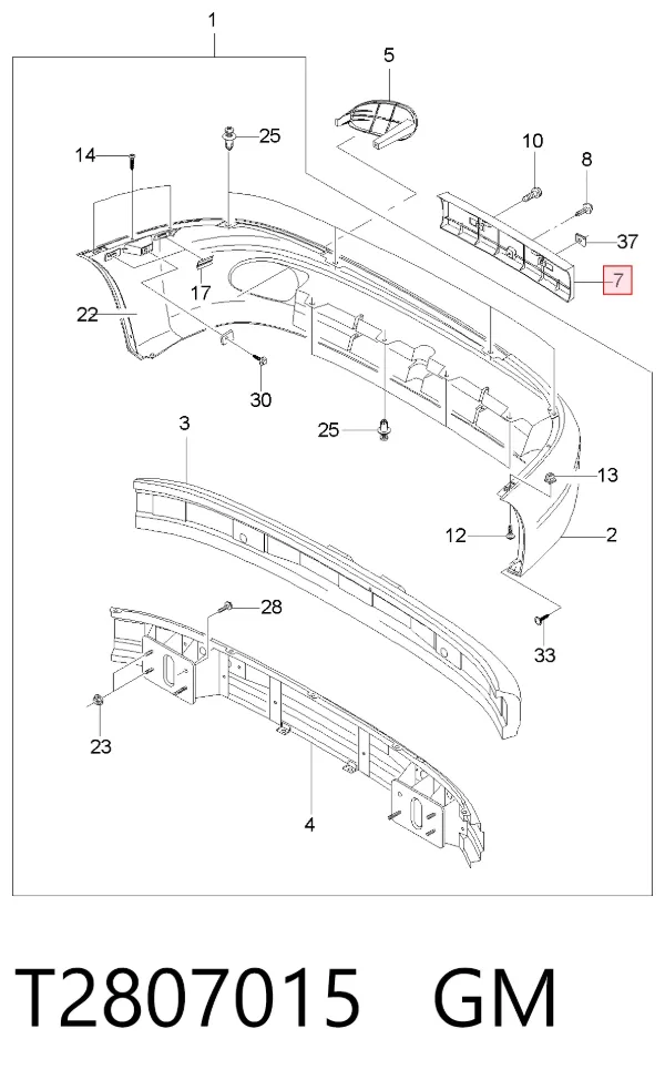 Painel de fixação de matrícula dianteira T2807015 General Motors