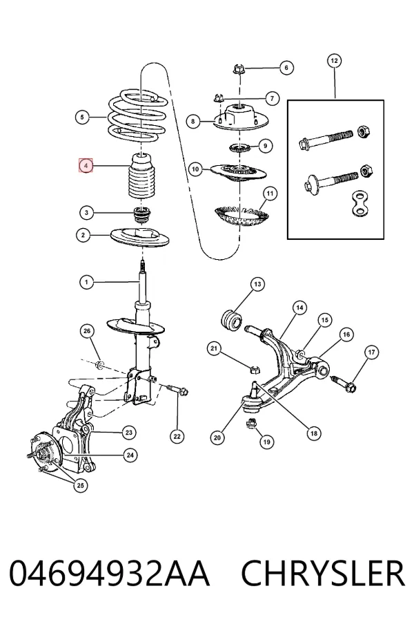 Bota de proteção de amortecedor dianteiro 04694932AA Chrysler