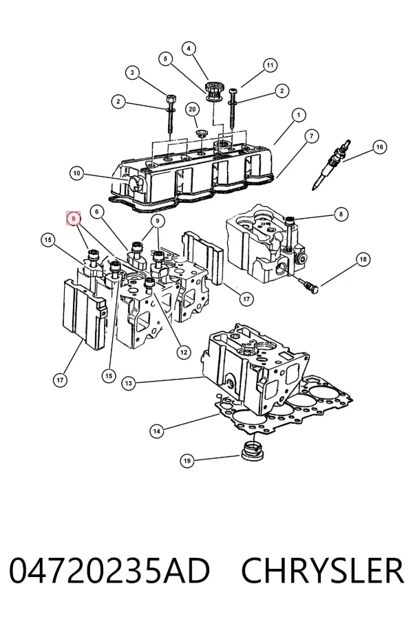 Parafuso de cabeça de motor (CBC) 04720235AD Chrysler