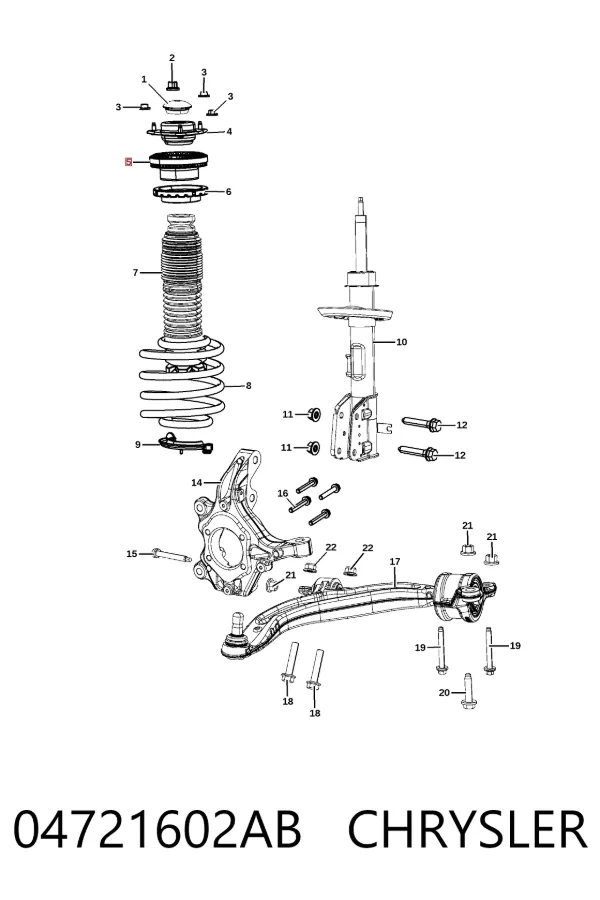 Rolamento de suporte do amortecedor dianteiro 04721602AB Chrysler