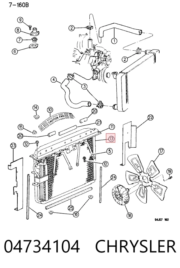Radiador de esfriamento de motor 04734104 Chrysler
