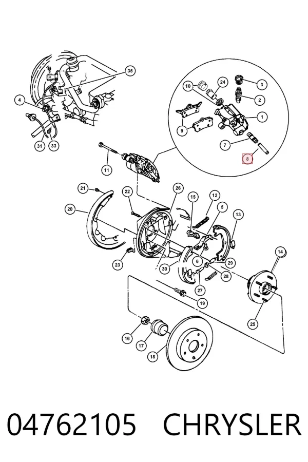 Kit de reparação de suporte do freio dianteiro 04762105 Chrysler
