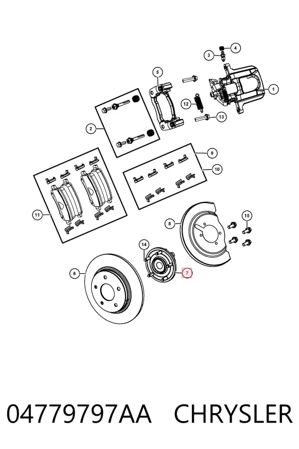 Cubo traseiro esquerdo 04779797AA Chrysler