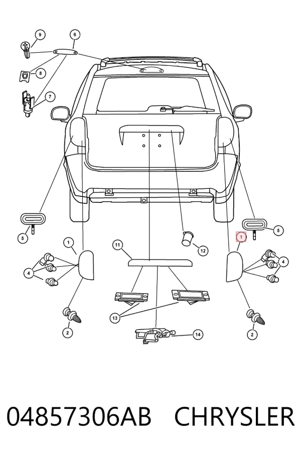 Lanterna traseira direita 04857306AB Chrysler