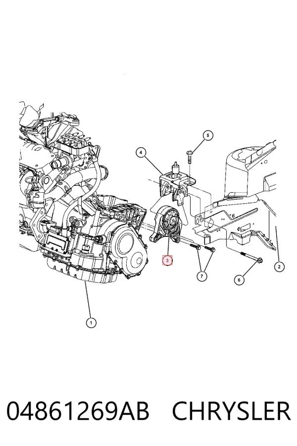 Coxim de transmissão (suporte da caixa de mudança) 04861269AB Chrysler