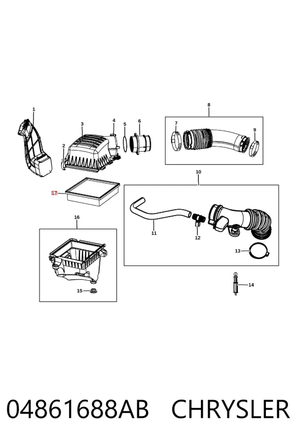 Filtro de ar 04861688AB Chrysler