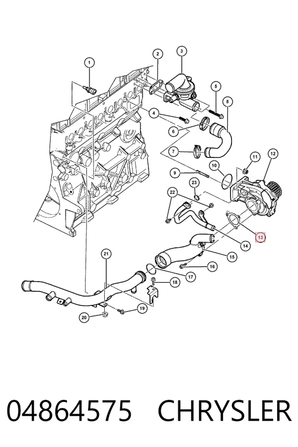 Vedante de bomba de água 04864575 Chrysler