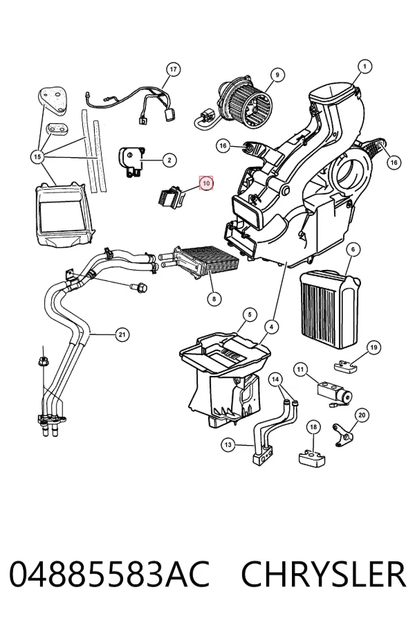 Resistor (resistência) de ventilador de forno (de aquecedor de salão) 04885583AC Chrysler