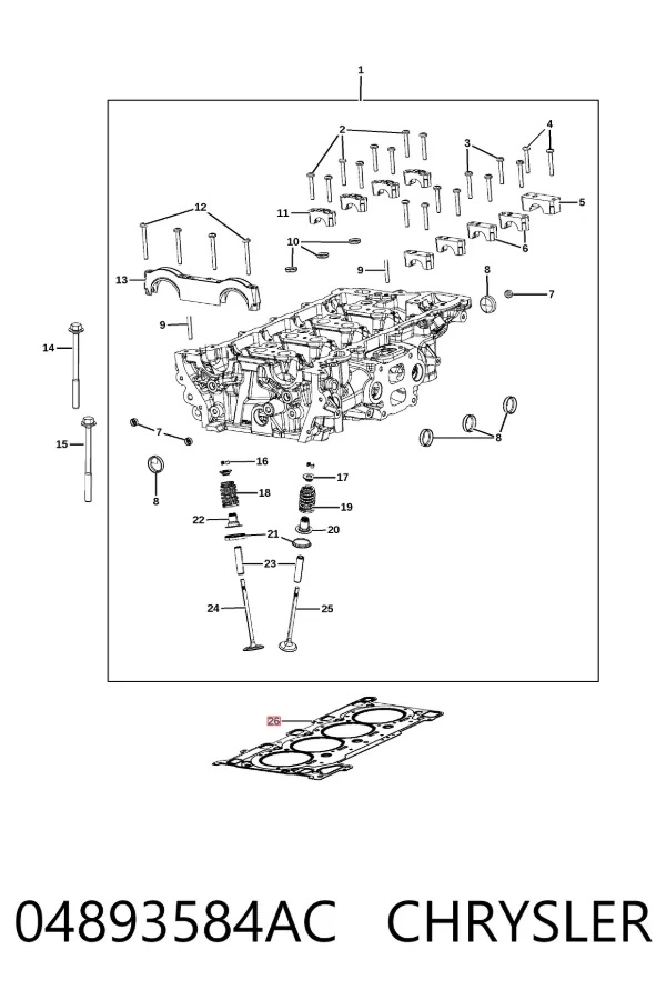 Vedante de cabeça de motor (CBC) Jeep Wrangler JL