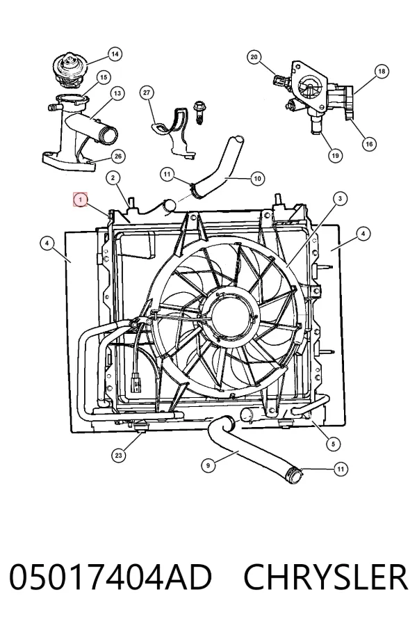 Radiador de esfriamento de motor 05017404AD Chrysler