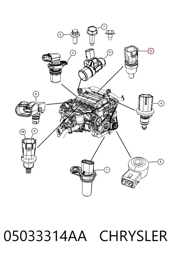 Sensor de temperatura de óleo de motor 05033314AA Chrysler
