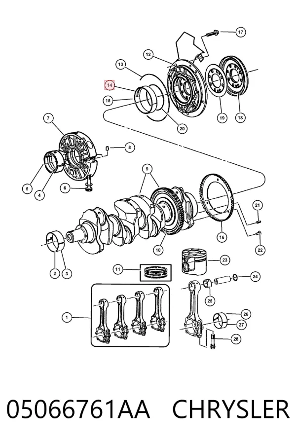 Folhas inseridas principais de cambota, kit, padrão (STD) 05066761AA Chrysler