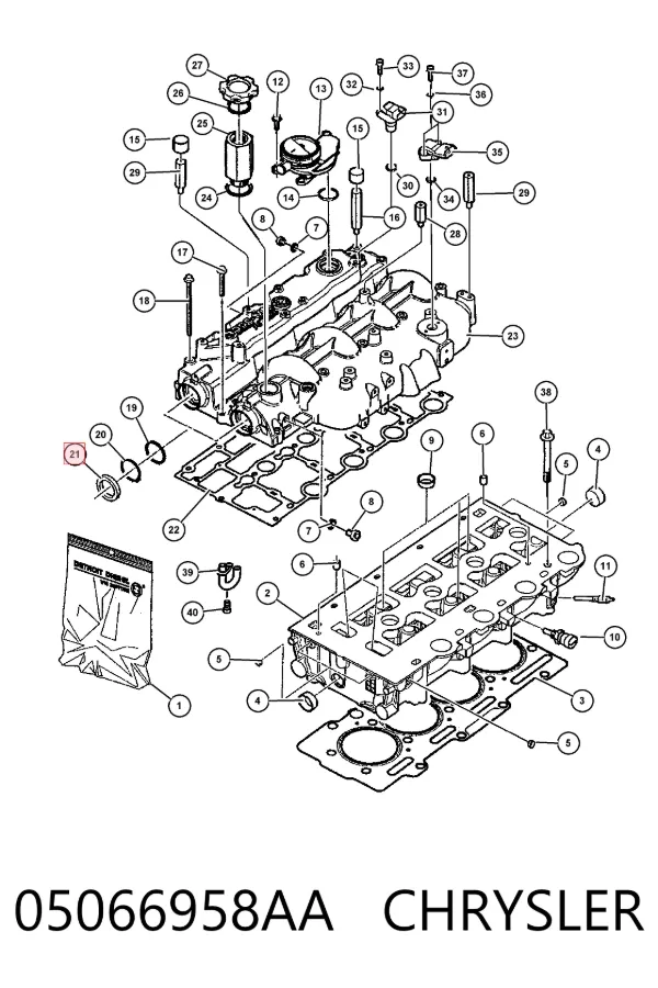 Vedação da árvore distribuidora de motor 05066958AA Chrysler