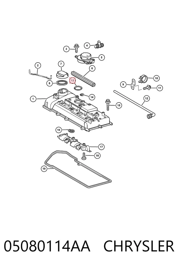 Vedante anular de separador de óleo dos gases de cárter K05080114AA Fiat/Alfa/Lancia