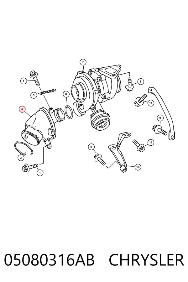 Cano derivado de ar, saída de turbina (supercompressão) 05080316AB Chrysler