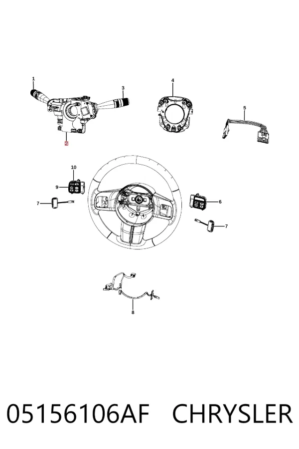 Anel AIRBAG de contato, cabo plano do volante 05156106AF Chrysler