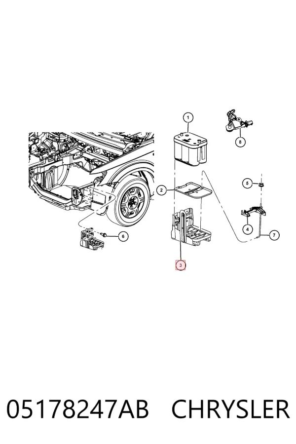 Fixação (suporte) de bateria recarregável 05178247AB Chrysler