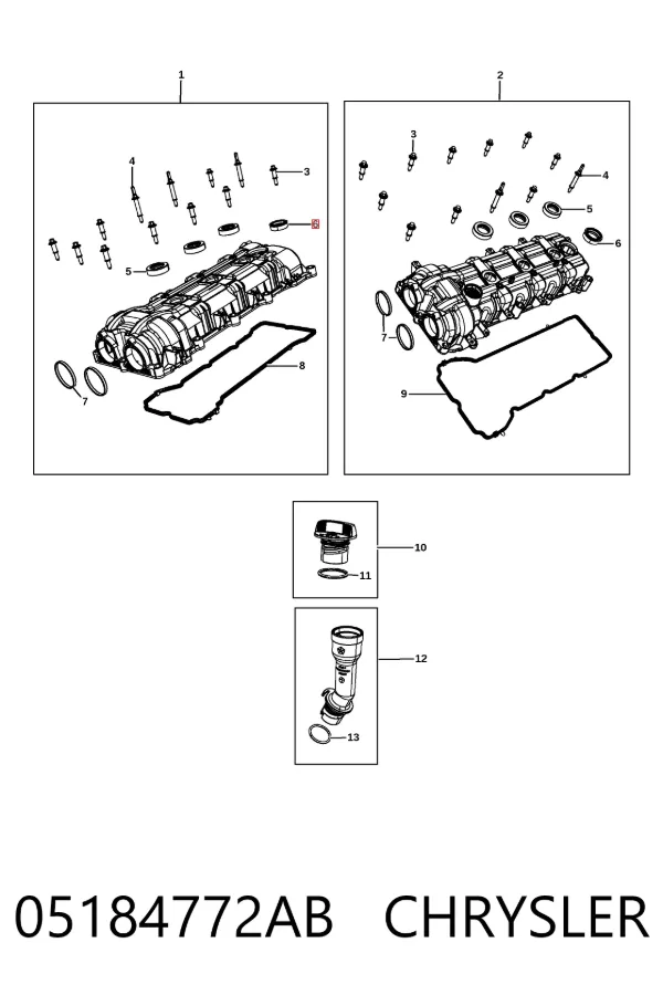 Vedante anular da cavidade de vela 05184772AB Chrysler