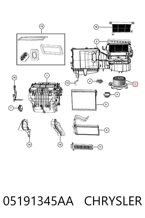 Motor de ventilador de forno (de aquecedor de salão) Dodge Journey 