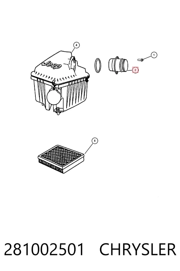 Sensor de fluxo (consumo) de ar, medidor de consumo M.A.F. - (Mass Airflow) 281002501 Chrysler