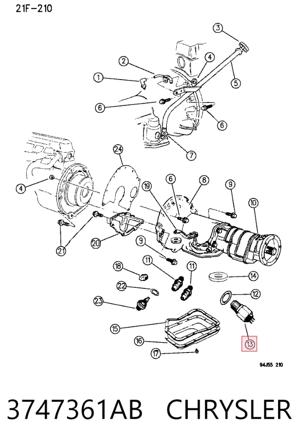 Sensor de ativação das luzes de marcha à ré 3747361AB Chrysler