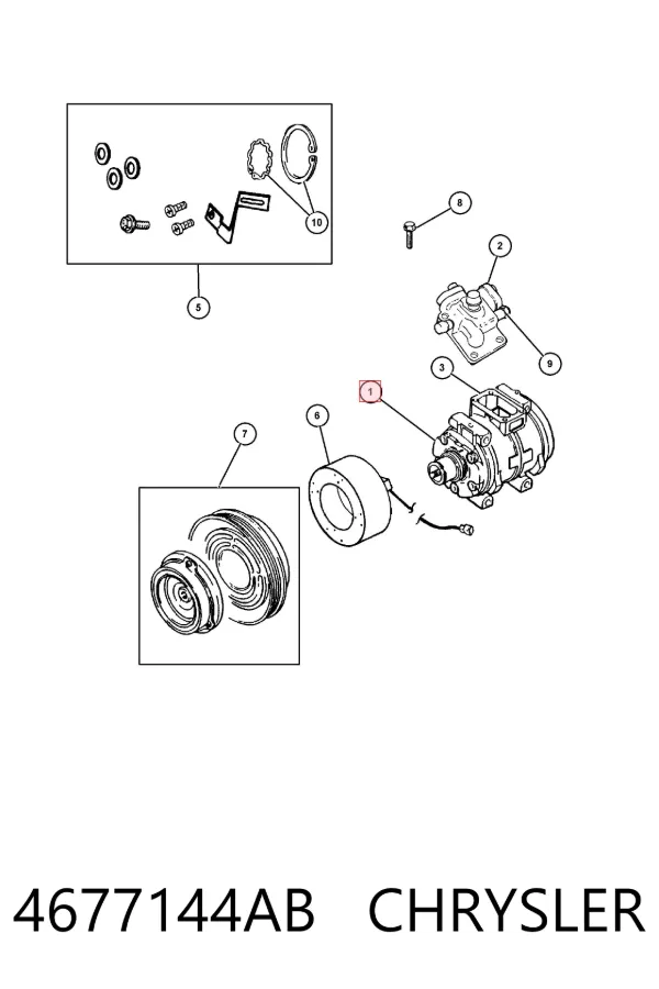 Compressor de aparelho de ar condicionado 4677144AB Chrysler