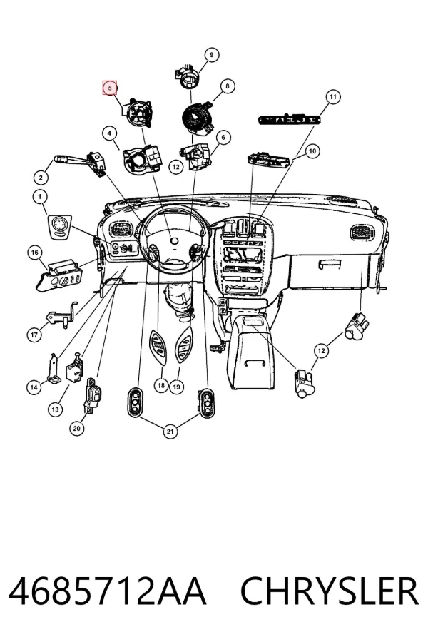 Anel AIRBAG de contato, cabo plano do volante 4685712AA Chrysler
