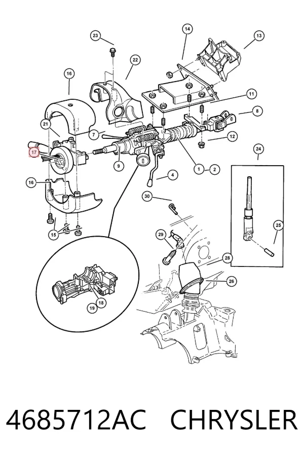 Anel AIRBAG de contato, cabo plano do volante 4685712AC Chrysler
