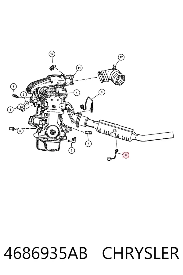 Sonda lambda, sensor de oxigênio 4686935AB Chrysler
