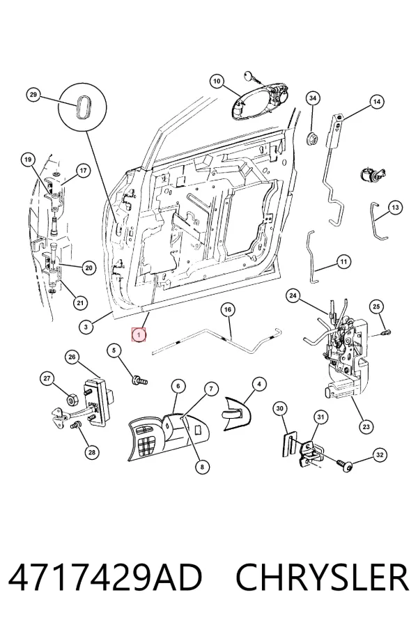Porta dianteira esquerda 4717429AD Chrysler
