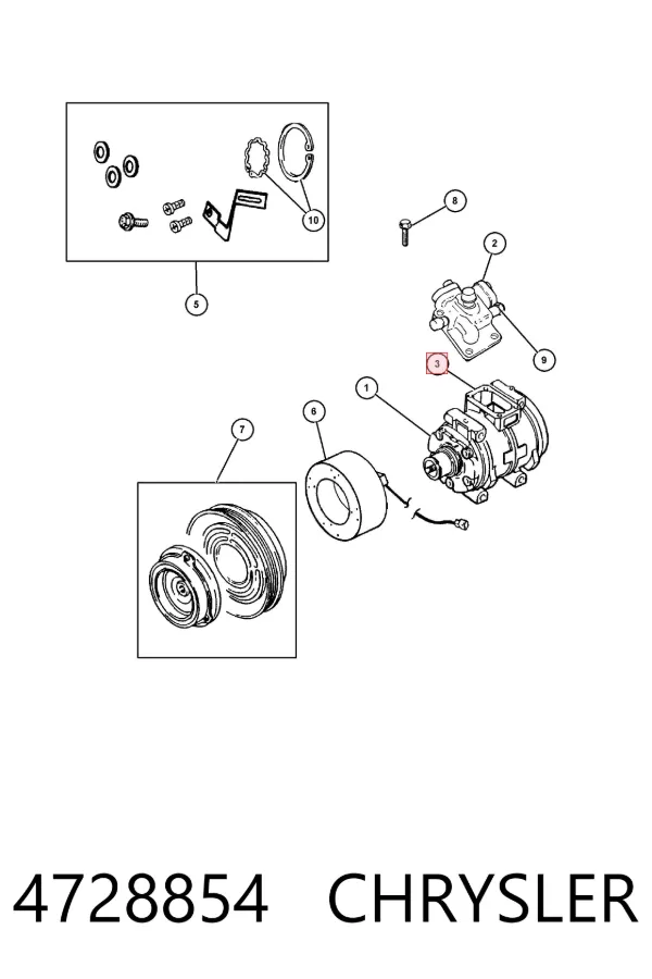 Compressor de aparelho de ar condicionado 4728854 Chrysler