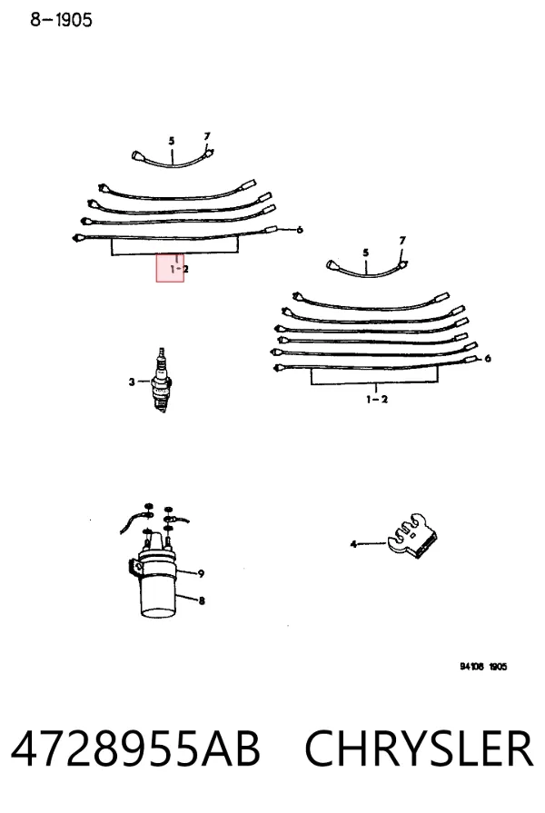 Fios de alta voltagem, kit 4728955AB Chrysler