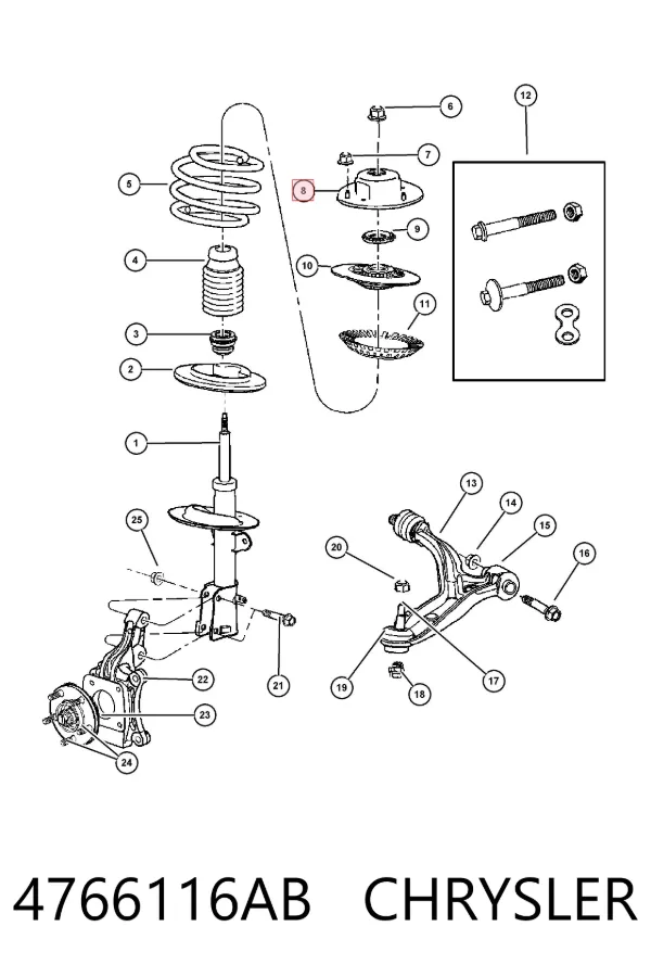 Suporte de amortecedor dianteiro 4766116AB Chrysler