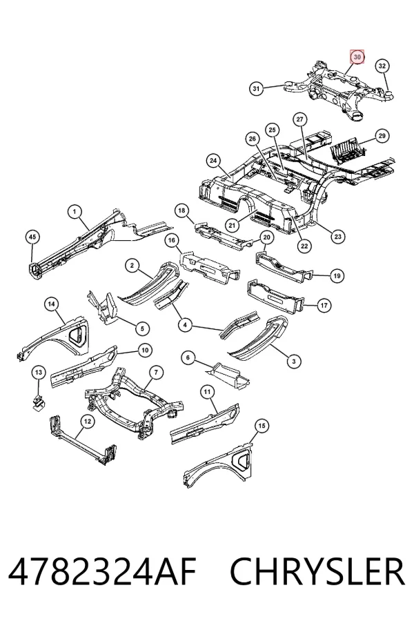 Viga de suspensão traseira (plataforma veicular) 4782324AF Chrysler
