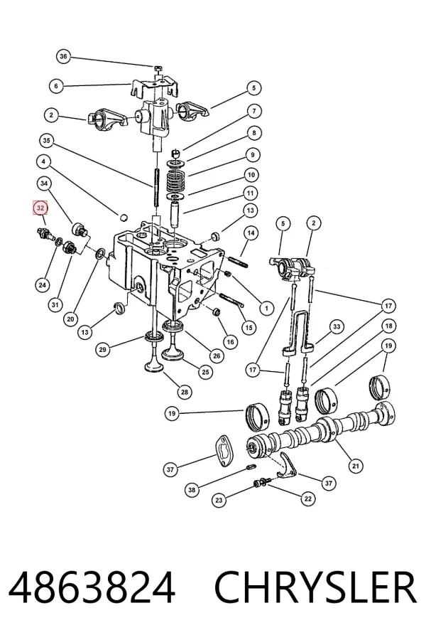 Sensor de temperatura do fluido de esfriamento 4863824 Chrysler