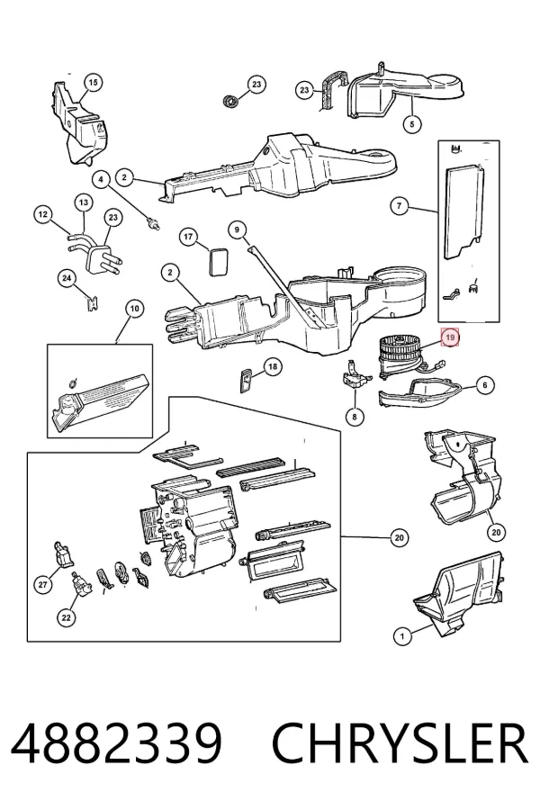 Motor de ventilador de forno (de aquecedor de salão) 4882339 Chrysler