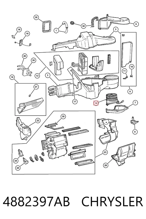 Motor de ventilador de forno (de aquecedor de salão) 4882397AB Chrysler