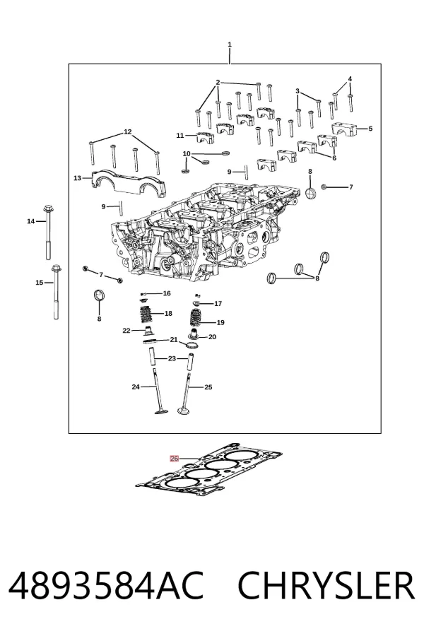 Vedante de cabeça de motor (CBC) 4893584AC Chrysler