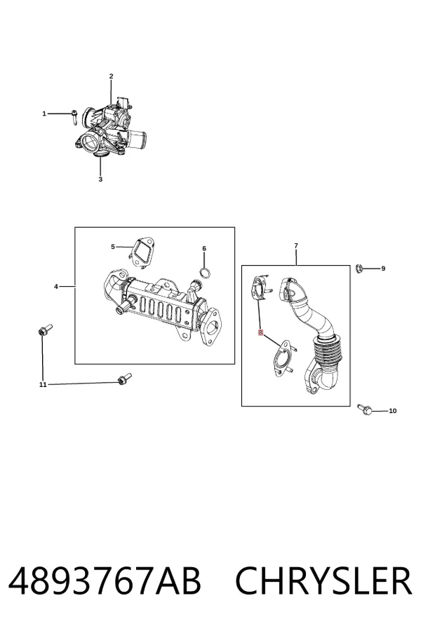 Vedante de válvula EGR de recirculação 4893767AB Chrysler
