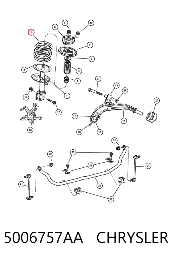 Mola dianteira esquerda 5006757AA Chrysler