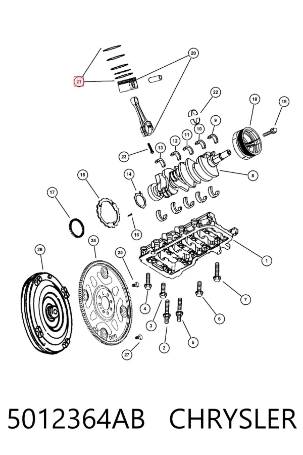 Anéis do pistão para 1 cilindro, STD. 5012364AB Chrysler