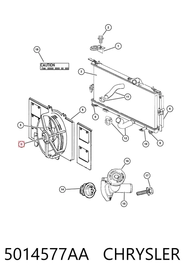 Difusor do radiador de esfriamento, montado com motor e roda de aletas 5014577AA Chrysler
