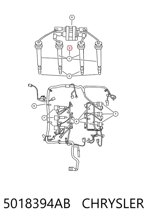 Fios de alta voltagem, kit 5018394AB Chrysler