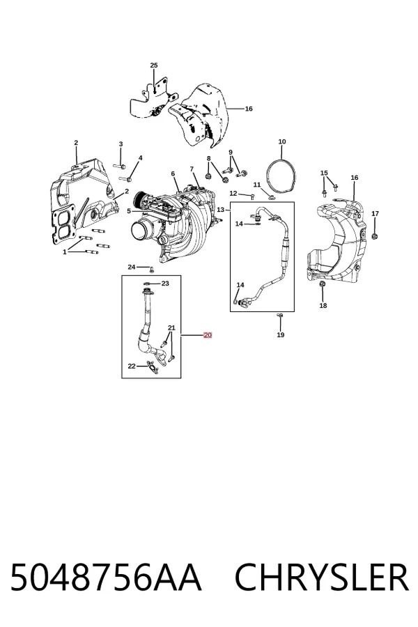 Tubo (mangueira) de derivação de óleo de turbina 5048756AA Chrysler